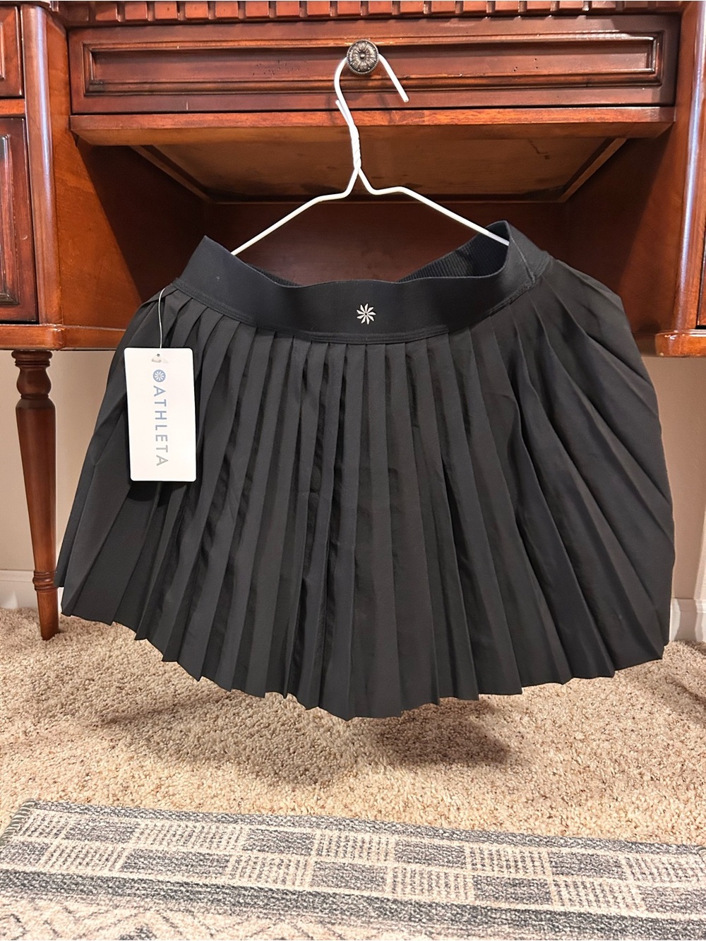 Athleta Black Pleated Skater Skirt